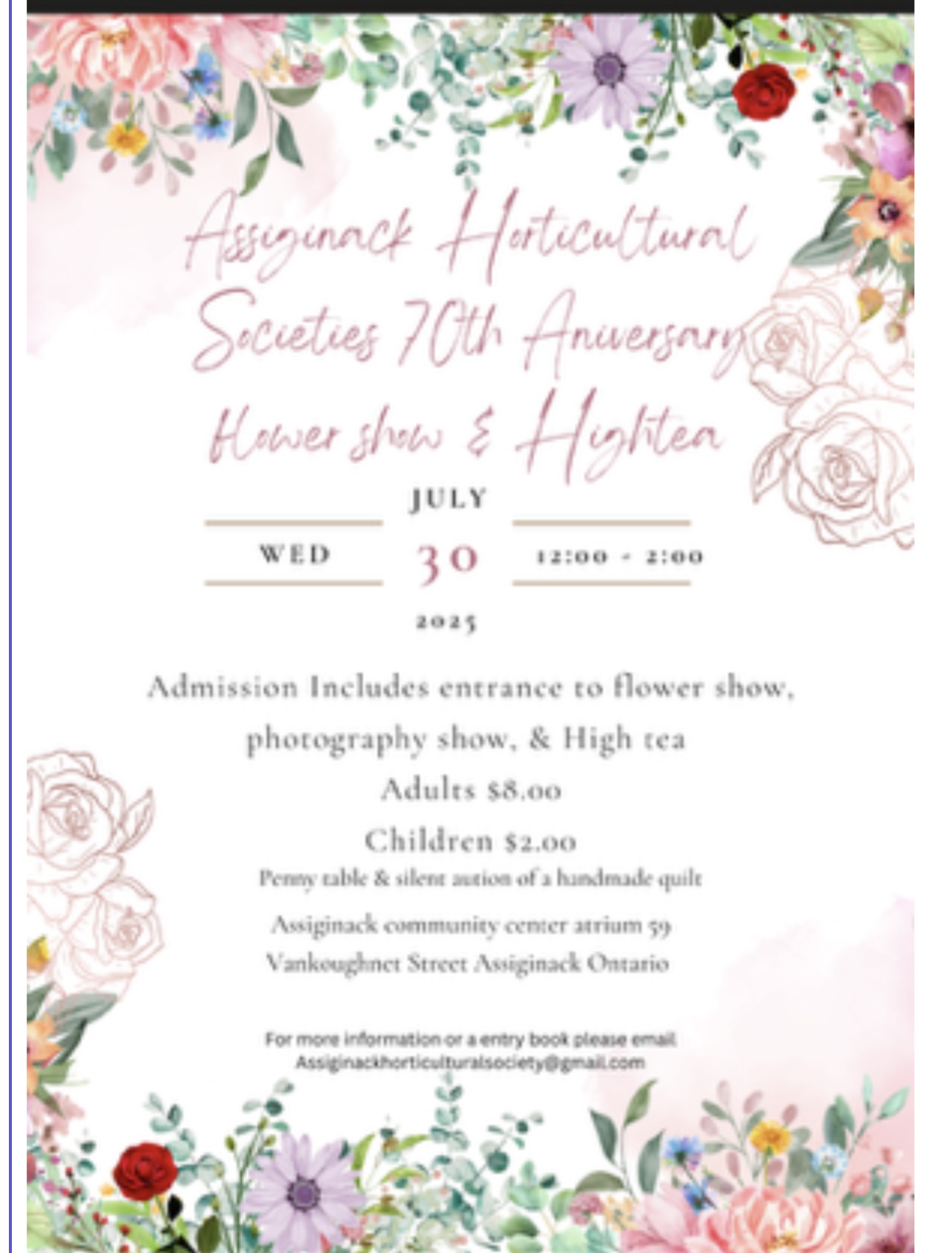 Assiginack Horticultural 70th Anniversary Tea